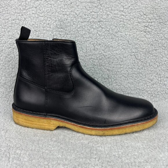 A.P.C. Boots Mens 8 / EU 41 Shoes Black Leather Crepe Sole Chelsea Ankle Zip APC - Picture 3 of 13